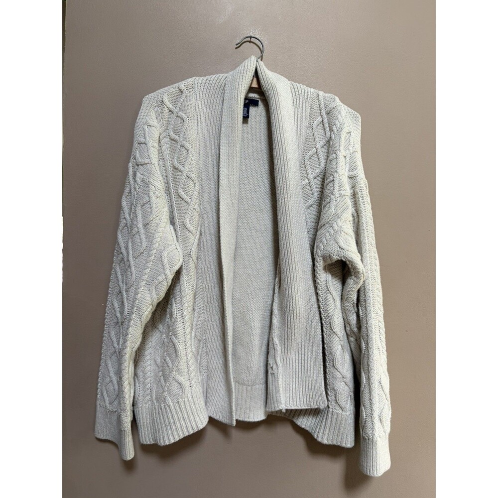 GAP 100% Cotton Cream Cable Knit Size XXL Open Front Shawl Cardigan Sweater